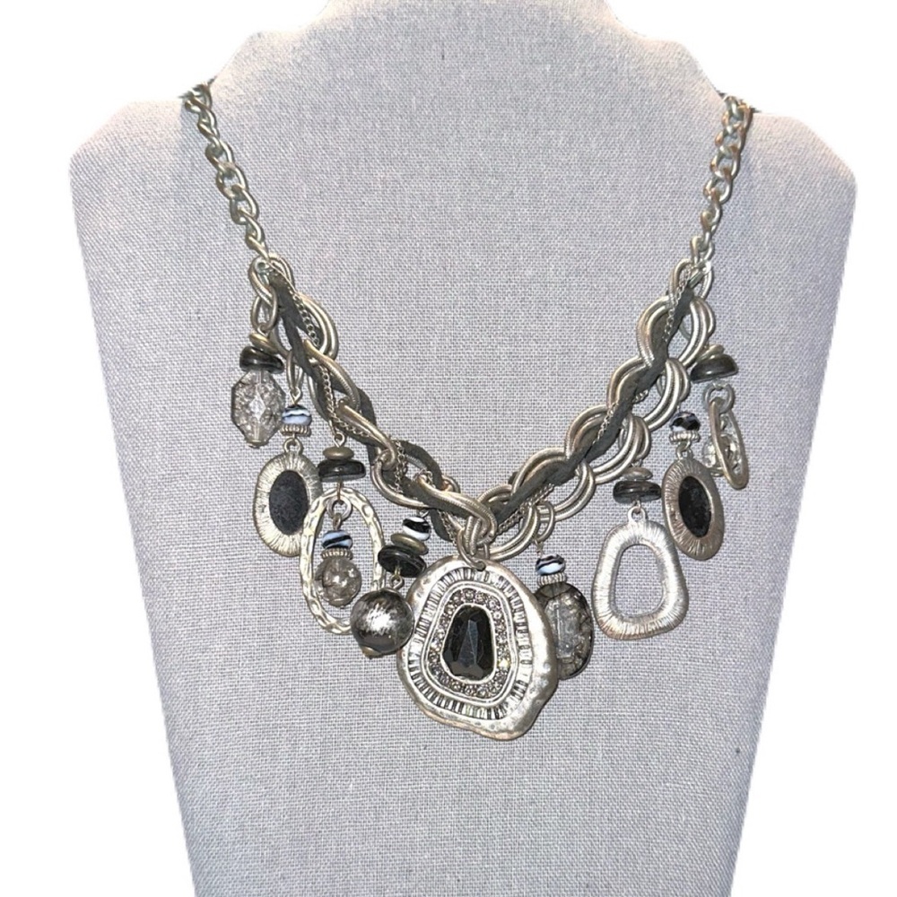 Laura Ashley black and silver charm necklace